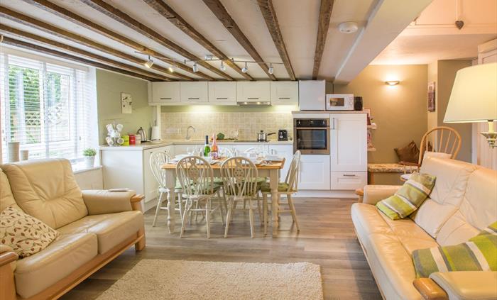 Wheelchair Accessible Holiday Cottage, loverly property with wooden beams, open plan ground floor accessibility, wonderful views of the garden from th